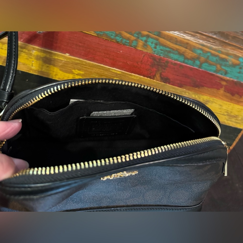 Coach Brown & Black Signature Crossbody with Matching Card Case - Picture 5 of 14